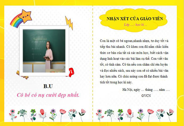 Mẫu ppt nhận xét học sinh