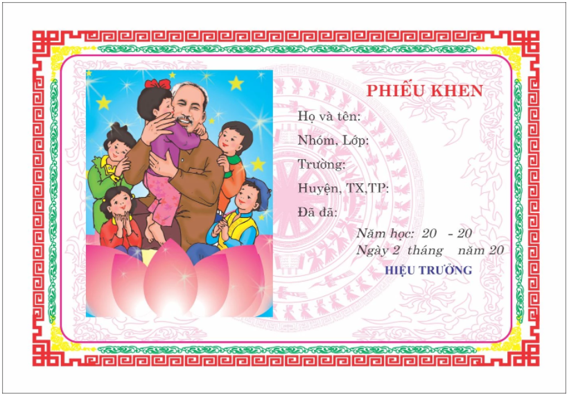 Phiếu Khen Cháu Ngoan Bác Hồ