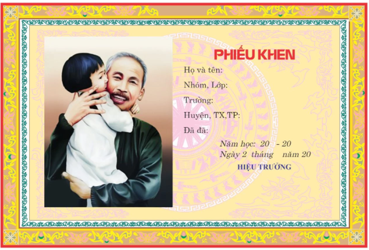 Phiếu Khen Cháu Ngoan Bác Hồ