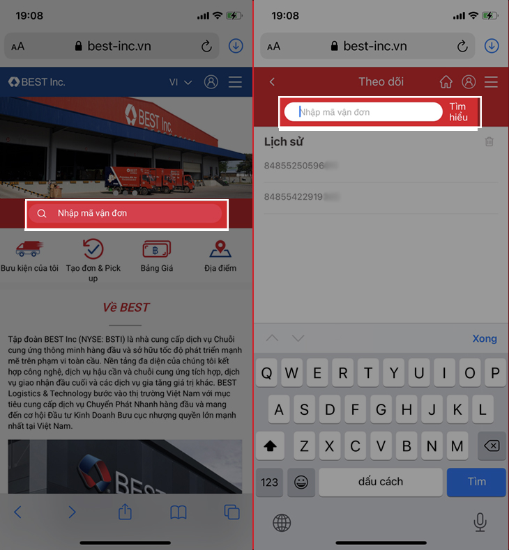 Cách tra cứu vận đơn BEST Express