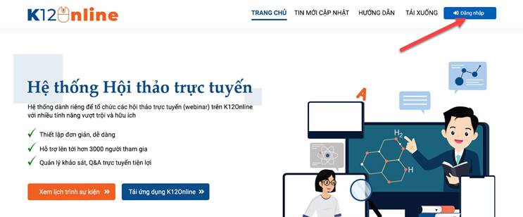 Hướng dẫn đăng nhập hệ thống tập huấn SGK trực tuyến K12Online