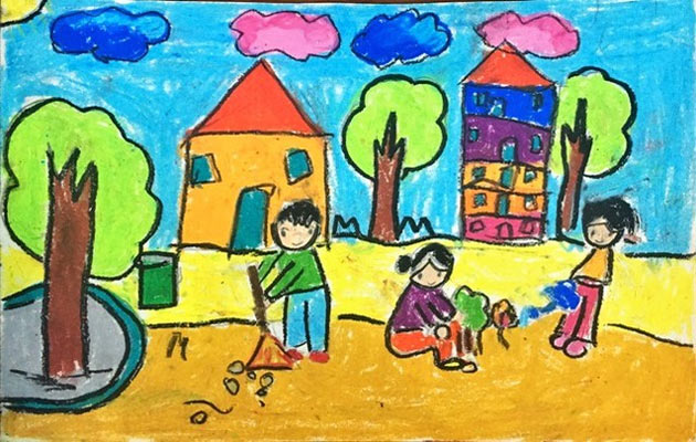 Tranh Tình yêu quê hương đất nước: Bảo vệ môi trường