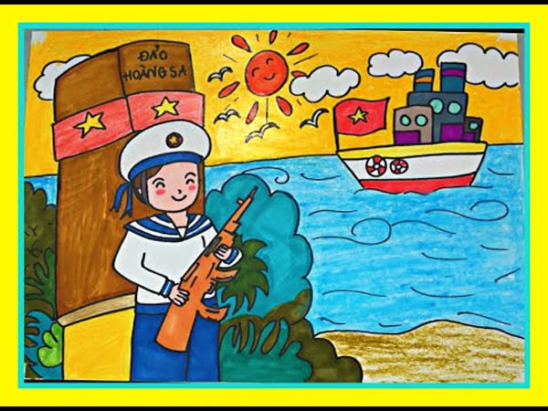 Tranh Tình yêu quê hương đất nước: Tình yêu biển đảo