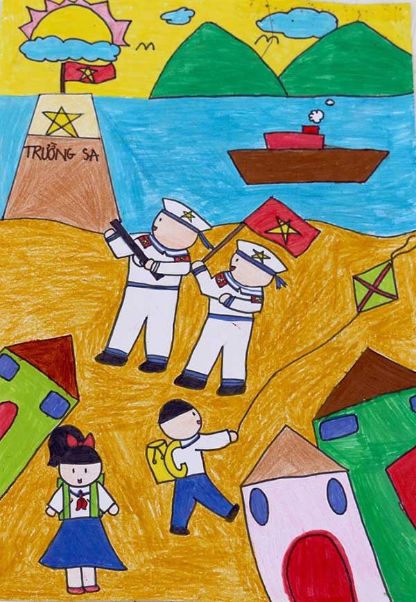 Tranh Tình yêu quê hương đất nước: Tình yêu biển đảo