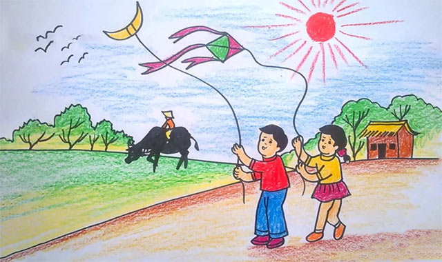 Tranh tình yêu quê hương đất nước: Tình yêu làng quê