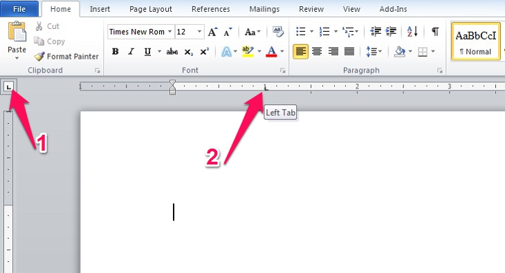 đặt vị trí tab mong muốn Đặt tab trong Word
