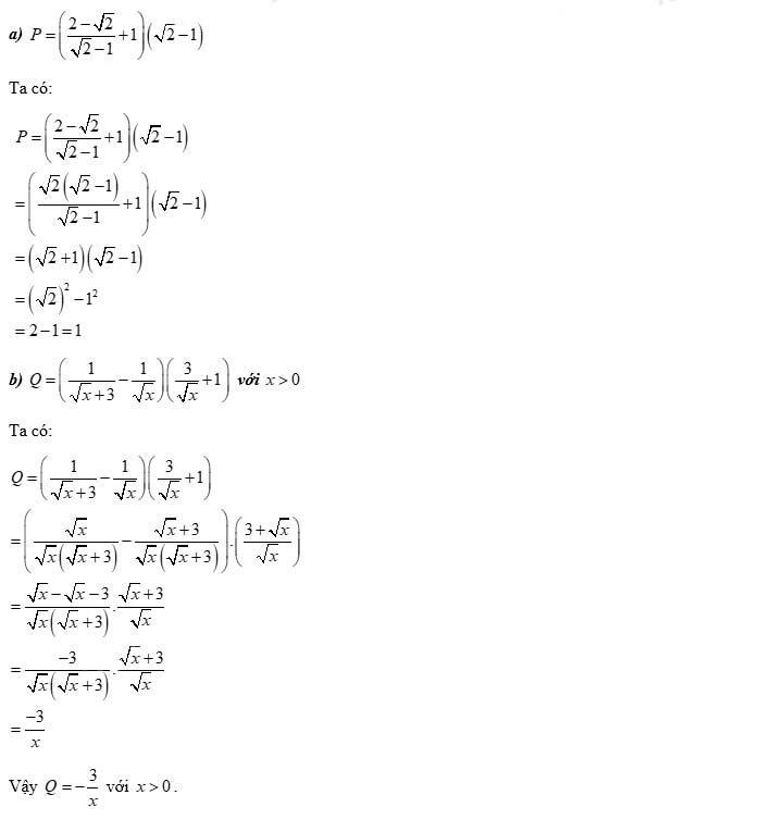 Đáp án đề thi Toán vào lớp 10 Hà Tĩnh 2020 mã 2 câu 1