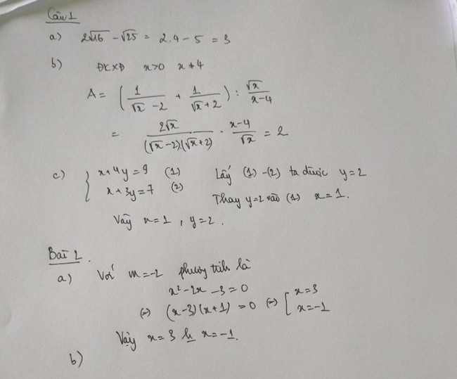 Đáp án đề thi tuyển sinh lớp 10 môn toán Quảng Ninh câu 1