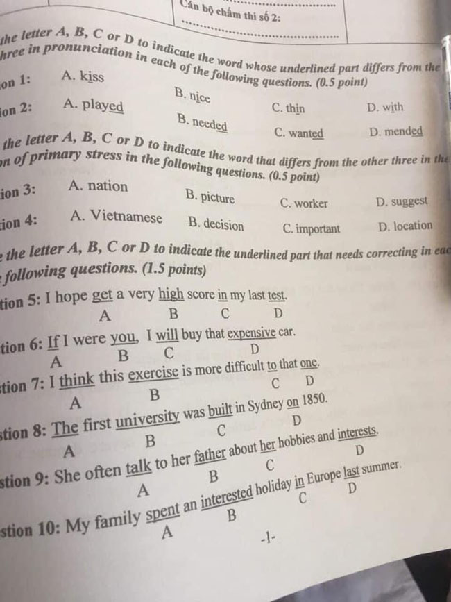 Đề thi tuyển sinh lớp 10 môn Anh 2021 Quảng Ninh