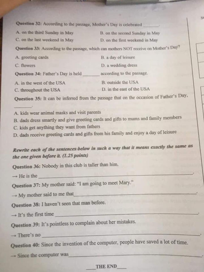Đề thi tuyển sinh lớp 10 môn Anh 2021 Quảng Ninh