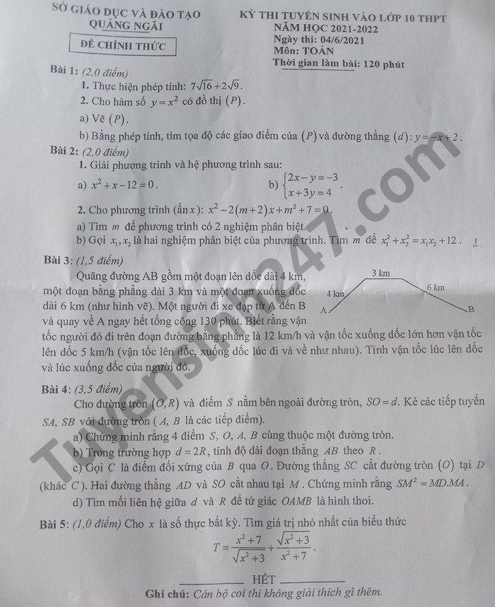 Dap an de thi vao lop 10 tinh Quang Ngai mon Toan 2021
