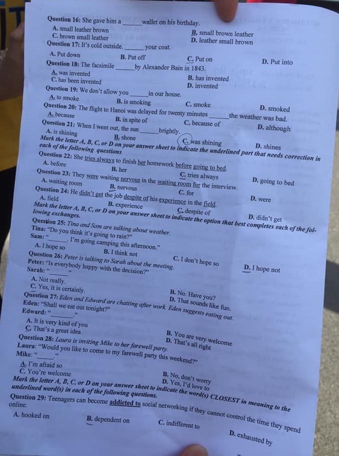 Đề thi Tiếng Anh vào lớp 10 Nghệ An 2021