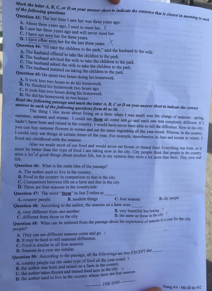 Đề thi Tiếng Anh vào lớp 10 Nghệ An 2021