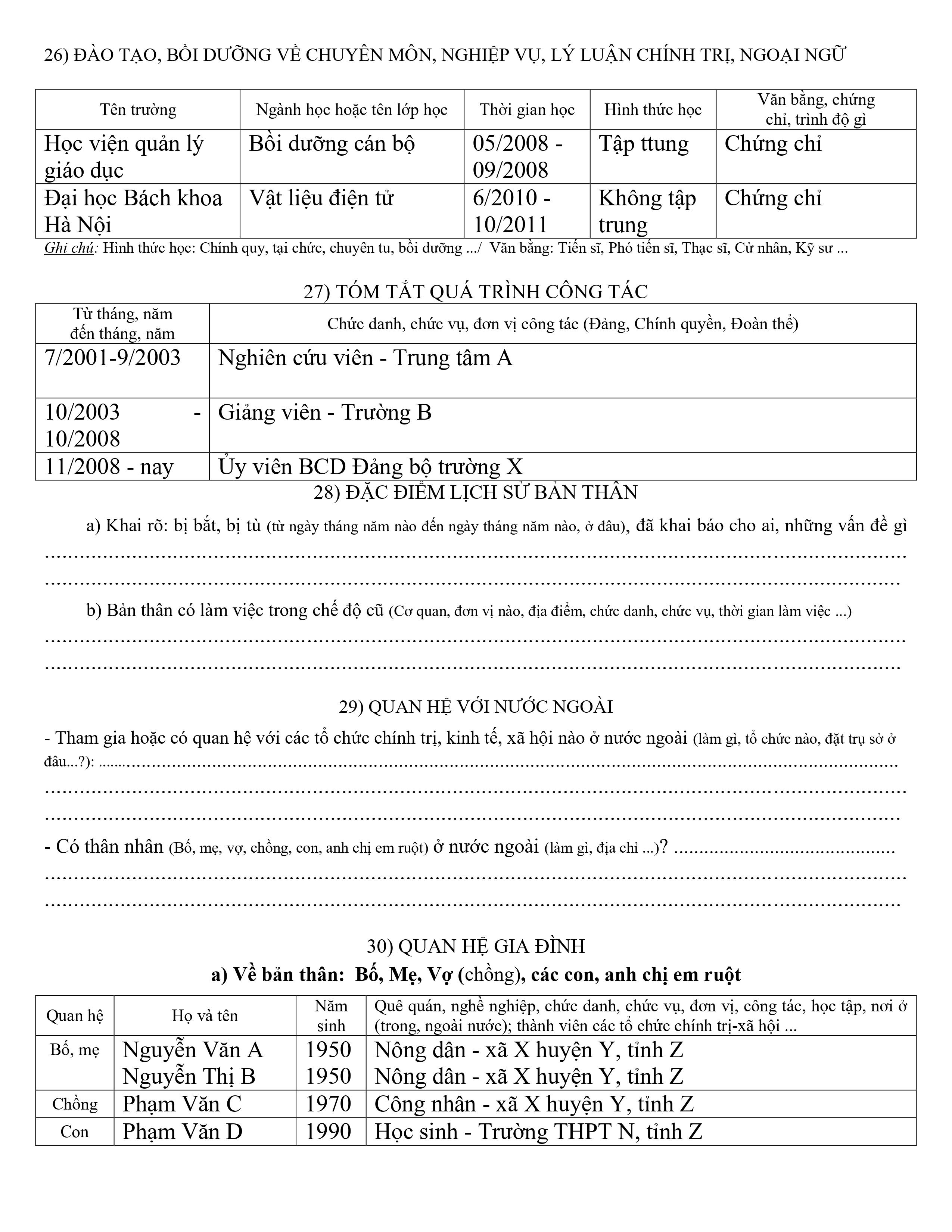 Hướng dẫn kê khai mẫu 2C/TCTW-98