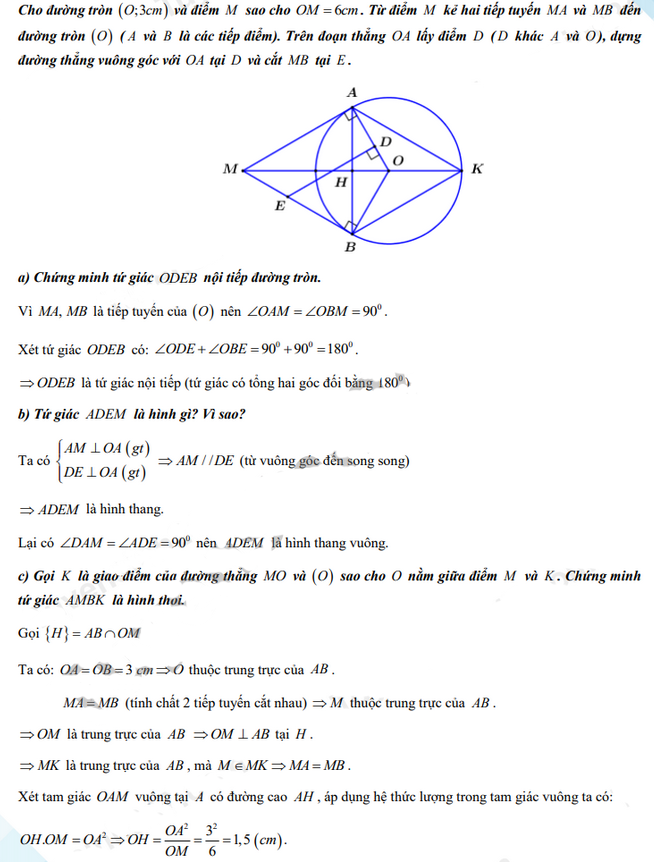Đáp án đề thi tuyển sinh lớp 10 môn Toán Bến Tre 2021