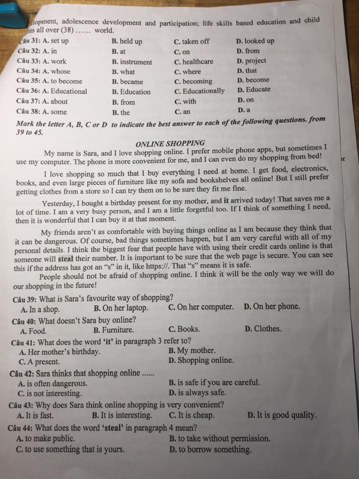 Đề thi tuyển sinh lớp 10 môn Anh 2021 Đắk Nông