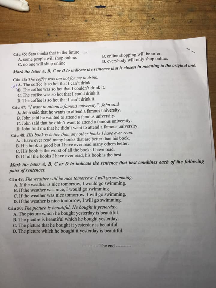 Đề thi tuyển sinh lớp 10 môn Anh 2021 Đắk Nông