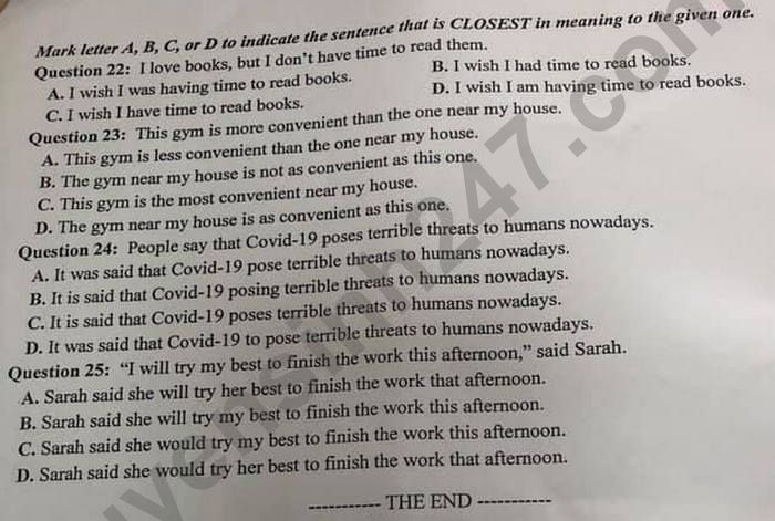 Dap an de thi vao lop 10 TP Hai Phong mon Anh nam 2021