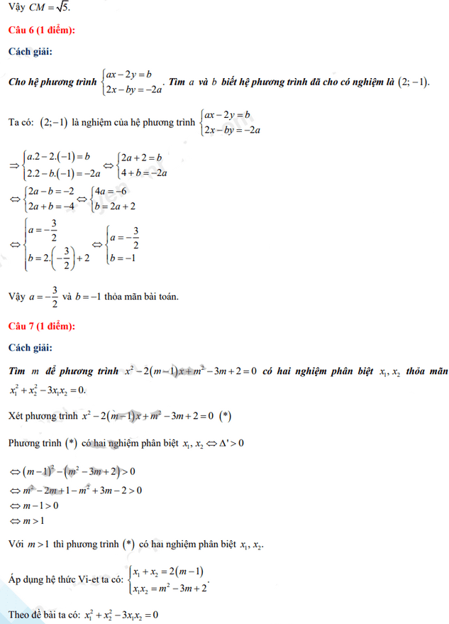 Đáp án đề thi tuyển sinh lớp 10 môn Toán Tây Ninh 2021