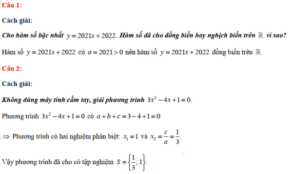 Đáp án đề thi tuyển sinh lớp 10 môn Toán Thái Nguyên 2021