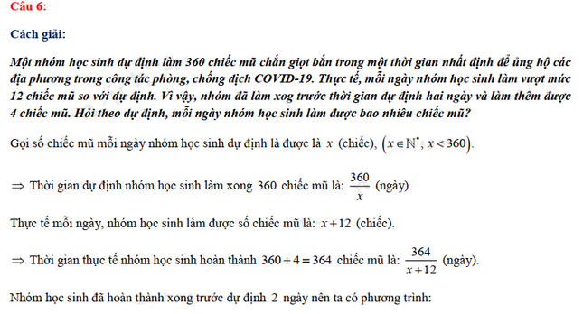 Đáp án đề thi tuyển sinh lớp 10 môn Toán Thái Nguyên 2021