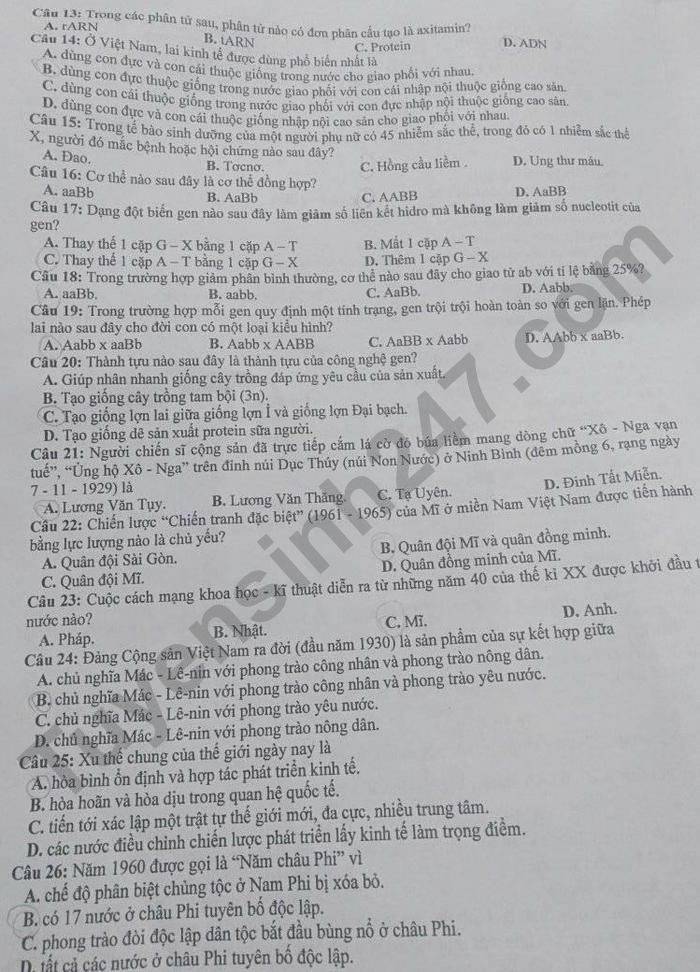 Dap an de thi vao lop 10 nam 2021 bai To hop - tinh Ninh Binh