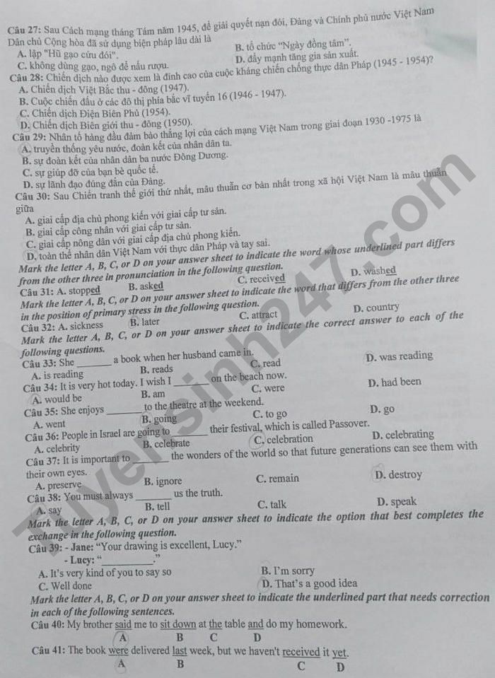 Dap an de thi vao lop 10 nam 2021 bai To hop - tinh Ninh Binh