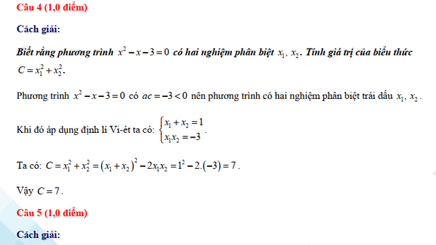 Đáp án đề thi vào lớp 10 năm 2021 môn Toán tỉnh Đồng Tháp
