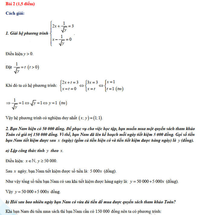Đáp án đề thi vào lớp 10 năm 2021 môn Toán Tp Hải Phòng