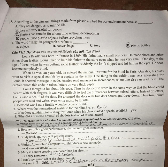Đề thi vào lớp 10 năm 2021 môn Anh tỉnh Phú Thọ