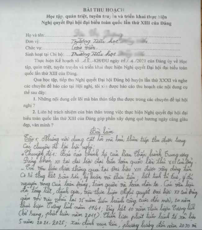 Bài thu hoạch Nghị quyết 13 dành cho Đảng viên giáo viên