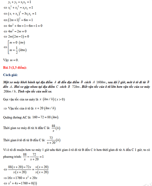 Đáp án đề thi vào lớp 10 năm 2021 môn Toán tỉnh Bình Định