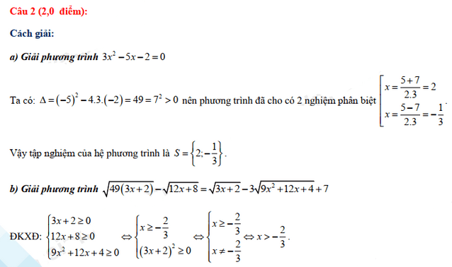 Đáp án đề thi vào lớp 10 năm 2021 môn Toán tỉnh Hậu Giang