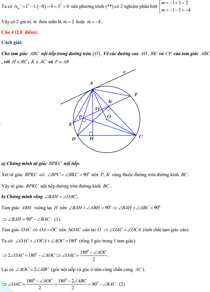 Đáp án đề thi vào lớp 10 năm 2021 môn Toán tỉnh Hậu Giang