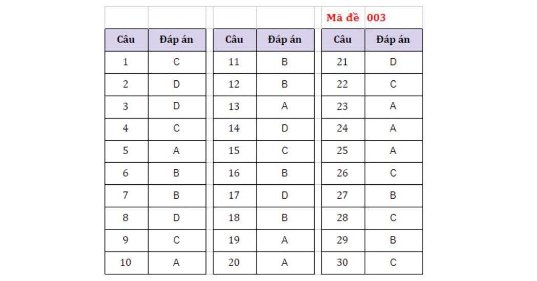 Đáp án môn Lịch sử thi lớp 10 Hà Nội