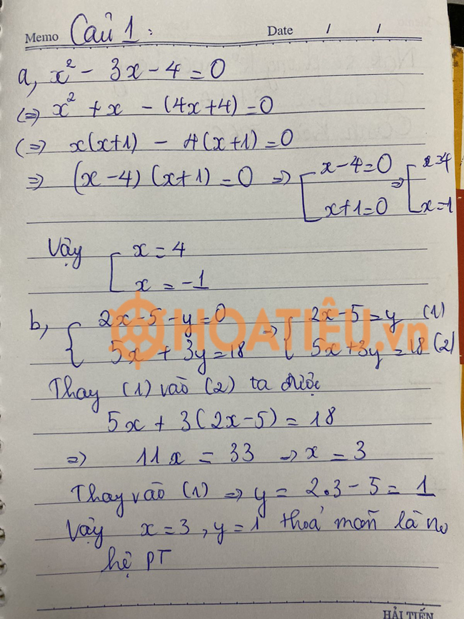 Đáp án đề thi vào lớp 10 năm 2021 môn Toán tỉnh Hải Dương