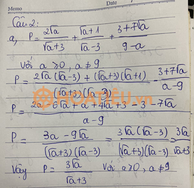 Đáp án đề thi vào lớp 10 năm 2021 môn Toán tỉnh Hải Dương