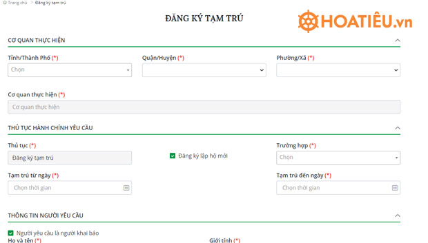 Cách đăng ký tạm trú online