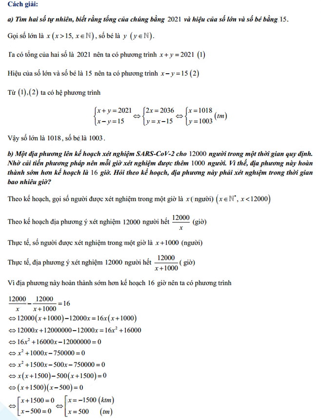 Đáp án đề thi vào lớp 10 năm 2021 môn Toán Tp Đà Nẵng