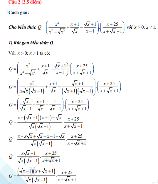 Đáp án đề thi vào lớp 10 năm 2021 môn Toán Nam Định
