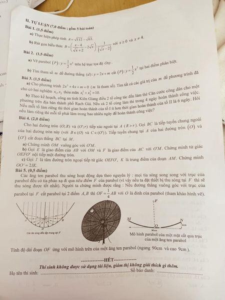 Đề thi vào lớp 10 môn Toán Kiên Giang 2021