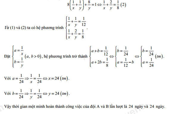 Đáp án đề thi vào lớp 10 năm 2021 môn Toán tỉnh Vĩnh Phúc