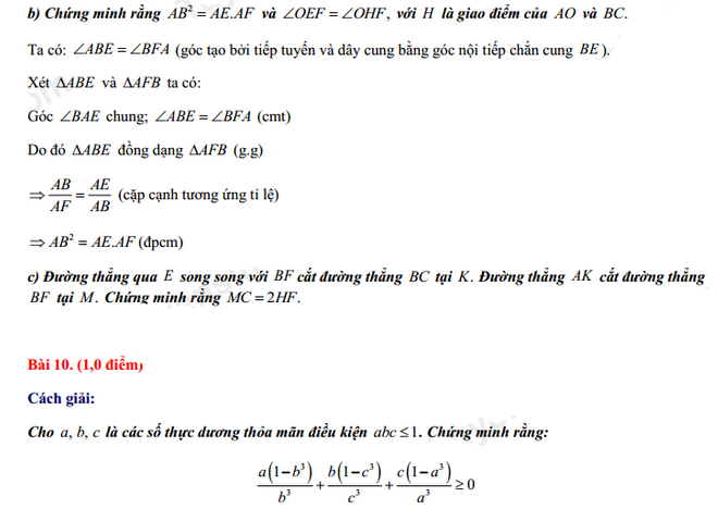 Đáp án đề thi vào lớp 10 năm 2021 môn Toán tỉnh Vĩnh Phúc