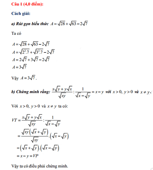 Đáp án đề thi vào lớp 10 năm 2021 môn Toán tỉnh Bạc Liêu