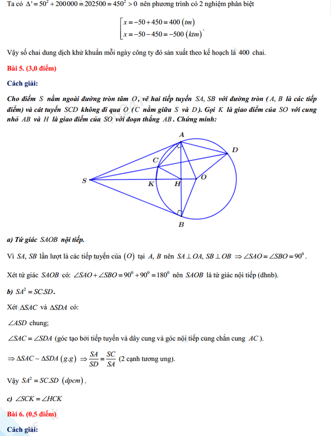 Đáp án đề thi vào lớp 10 năm 2021 môn Toán tỉnh Sóc Trăng