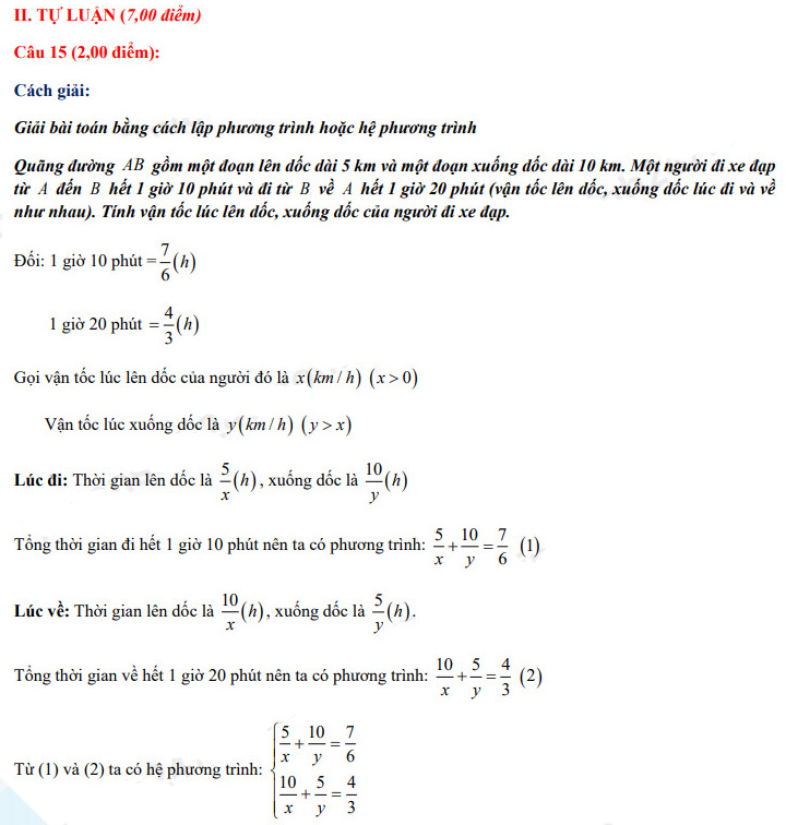 Đáp án đề thi vào lớp 10 năm 2021 môn Toán tỉnh Phú Yên