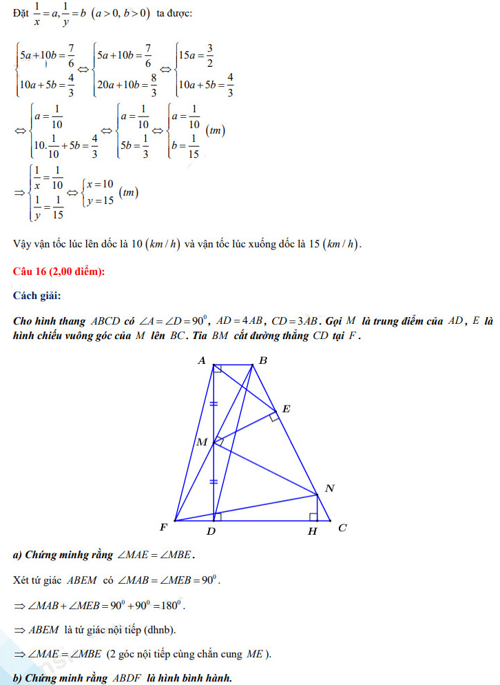 Đáp án đề thi vào lớp 10 năm 2021 môn Toán tỉnh Phú Yên