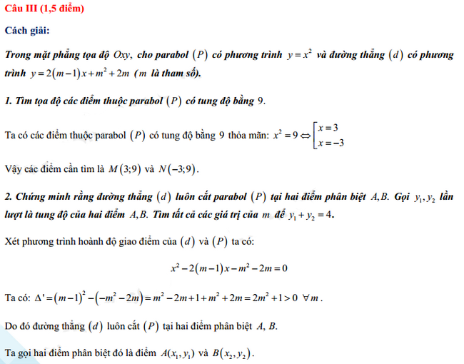 Đáp án đề thi vào lớp 10 năm 2021 môn Toán tỉnh Hà Nam