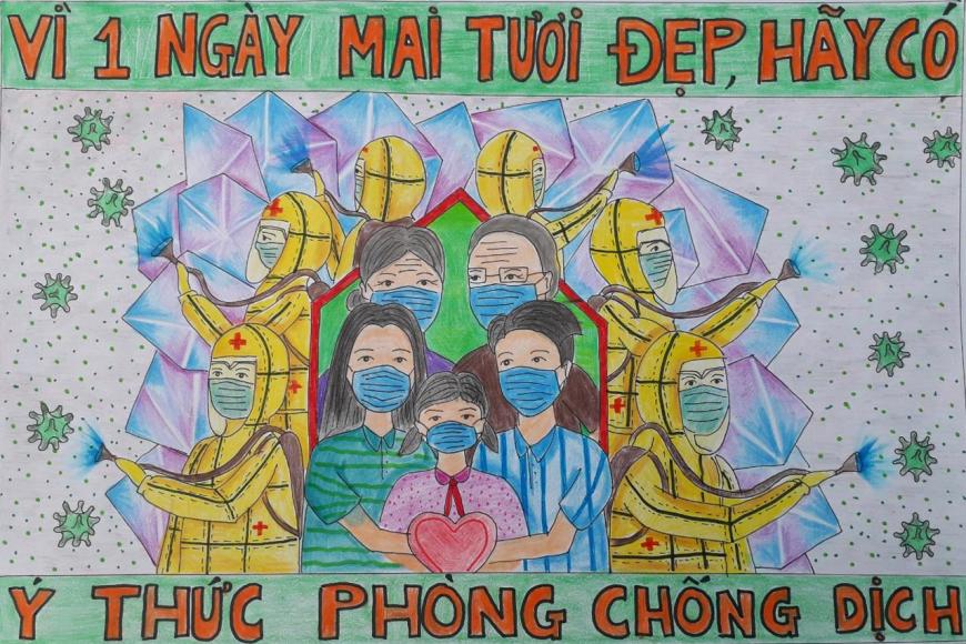Vẽ tranh phòng chống covid