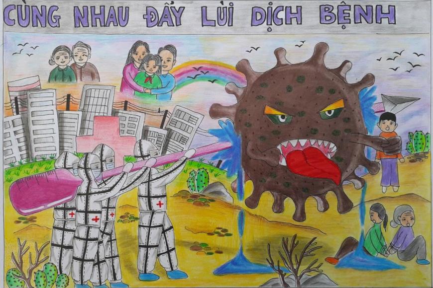 Tranh vẽ về phòng chống covid